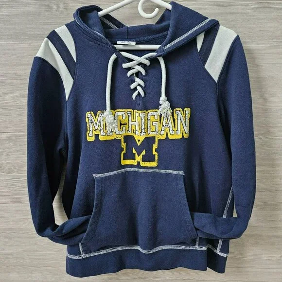 University Of Michigan Wolverines NCAA Navy Blue Hoodie By Pro Edge Jr XL / W M - Picture 1 of 16